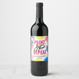 Paint Sip Repeat Bachelorette Wijnfeest Geschenk Wijn Etiket