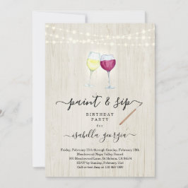 Paint & Sip Verjaardag, Bachelorette, Bruidsmeisje Kaart