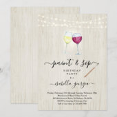 Paint & Sip Verjaardag, Bachelorette, Bruidsuitnod Kaart (Voorkant / Achterkant)