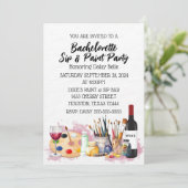 Paint & Sip vrijgezellenfeest uitnodiging (Staand voorkant)