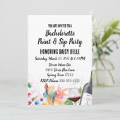 Paint & Sip vrijgezellenfeest uitnodiging (Staand voorkant)