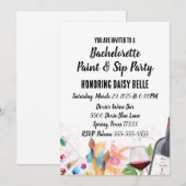 Paint & Sip vrijgezellenfeest uitnodiging (Voorkant / Achterkant)