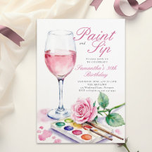 Paint Sip Wijn Feest Roos Bloem 30e Verjaardag