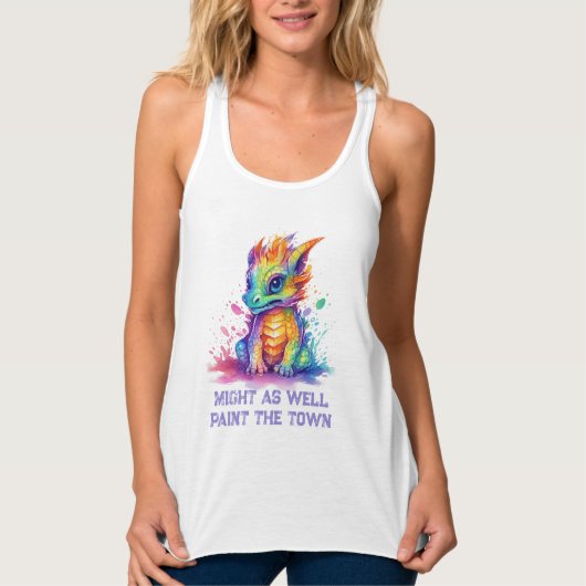Paint Soked Baby Dragon Funny Tanktop (Voorkant)