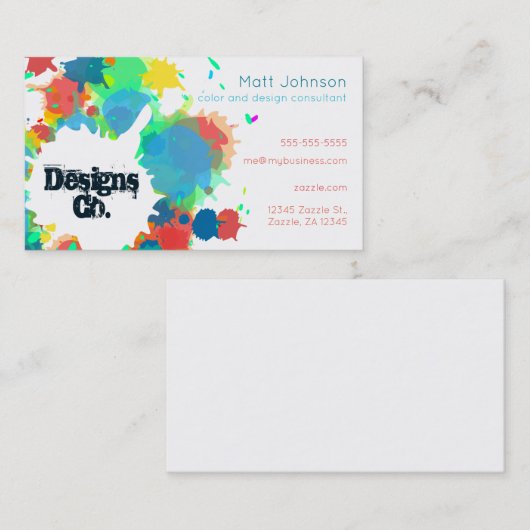 Paint Spatters Artist Designer Visitekaartje (Voorkant / Achterkant)