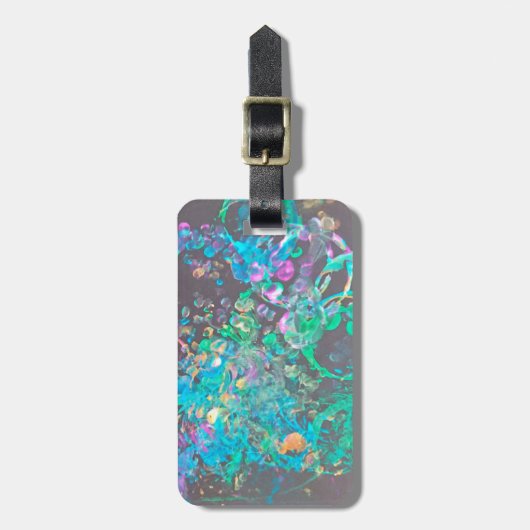 Paint splash art bagagelabel - blauw groen (Voorkant verticaal)