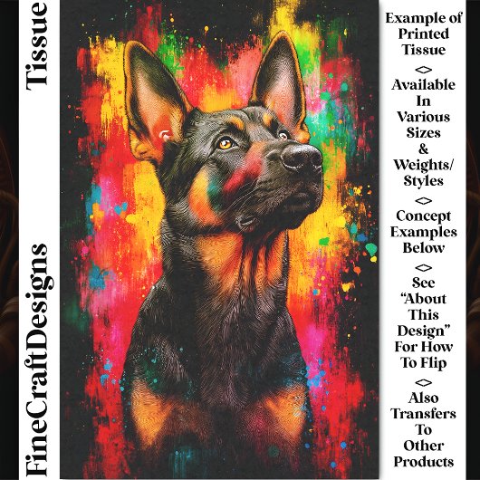 Paint Splash Duitse Herder Hond CT2 Découpage Tissuepapier