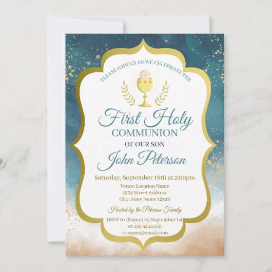 Paint Splash, eerste Heilige Communie van Chalice Kaart (Voorkant)