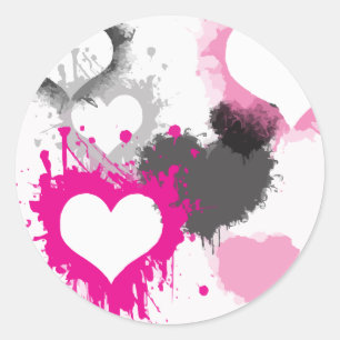 Paint Splash Hartpatroon Ronde Stickers