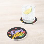 PAINT SPLASH LESSONS LEARN ROUND SANDSTONE COASTER ZANDSTEEN ONDERZETTER (Zijkant)