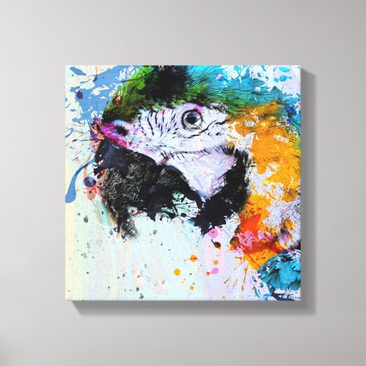 Paint Splash Parrot | Vinyl Fotobehang Canvas Afdruk (Voorkant)