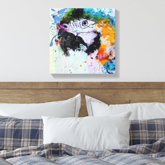 Paint Splash Parrot | Vinyl Fotobehang Canvas Afdruk (Insitu (Slaapkamer))