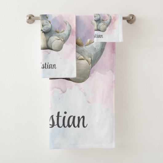 Paint Splash Schattige Dinosaurus Baby shower Gift Bad Handdoek (Insitu)