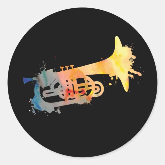 Paint Splat Mellophone Ronde Sticker (Voorkant)