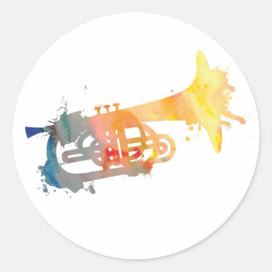 Paint Splat Mellophone Ronde Sticker (Voorkant)