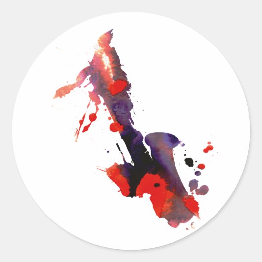 Paint Splat Saxophone Ronde Sticker (Voorkant)
