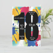 Paint Splatter 18th Birthday-uitnodiging Kaart (Staand voorkant)