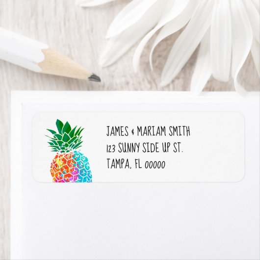Paint Splatter Ananas Retouradres Label (Insitu)