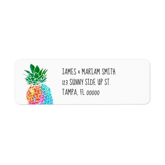 Paint Splatter Ananas Retouradres Label (Voorkant)
