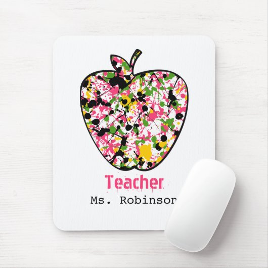 Paint Splatter Apple Teacher Mousepad Muismat (Met muis)