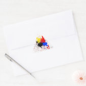 Paint Splatter Art Zwart Blauw Rood Geel Sticker (Envelop)
