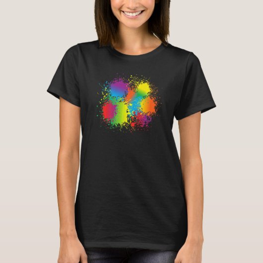 Paint Splatter Artist Painter Make Splash Verjaard T-shirt (Voorkant)