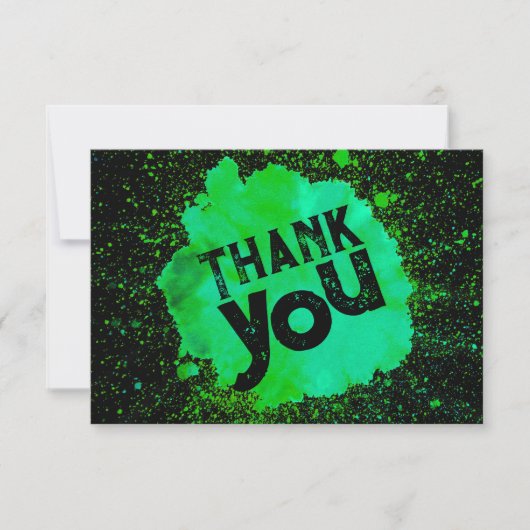 Paint Splatter Bedankt - Groen op zwart (Voorkant)