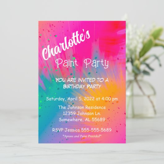 Paint Splatter Birthday Party Kaart (Staand voorkant)