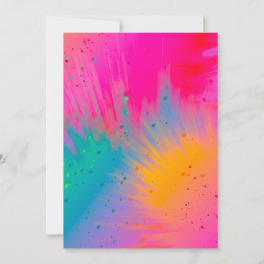 Paint Splatter Birthday Party Kaart (Achterkant)