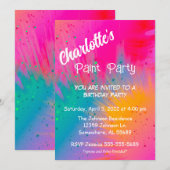 Paint Splatter Birthday Party Kaart (Voorkant / Achterkant)