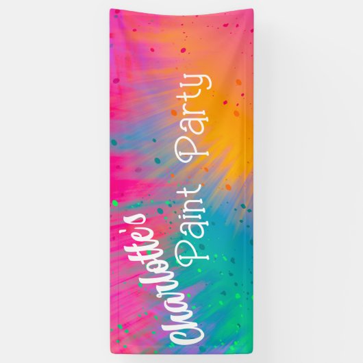 Paint Splatter Birthday Party Spandoek (Verticaal)