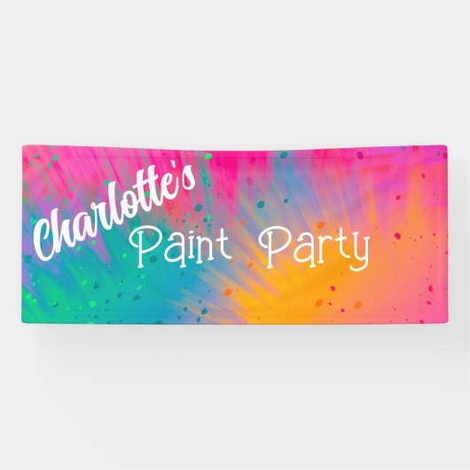 Paint Splatter Birthday Party Spandoek (Horizontaal)