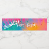 Paint Splatter Birthday Party Waterfles Etiket (Enkel label)