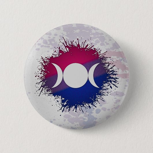 Paint Splatter Bisexual Flag Triple Goddess Moon Ronde Button 5,7 Cm (Voorkant)