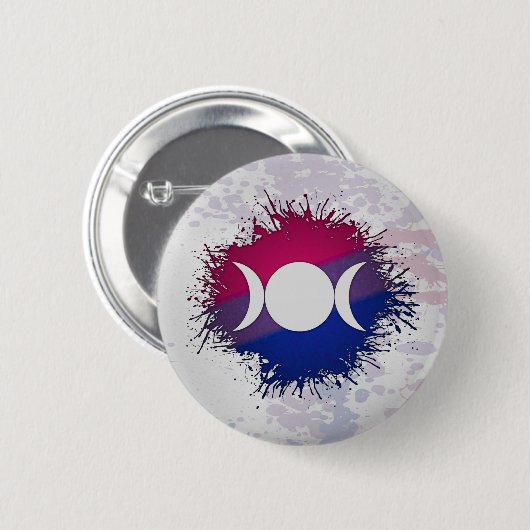 Paint Splatter Bisexual Flag Triple Goddess Moon Ronde Button 5,7 Cm (Voorkant /achterkant)