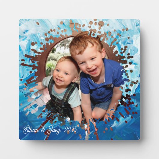 Paint Splatter Blauw Kinder Foto Lijst Fotoplaat (Voorkant)
