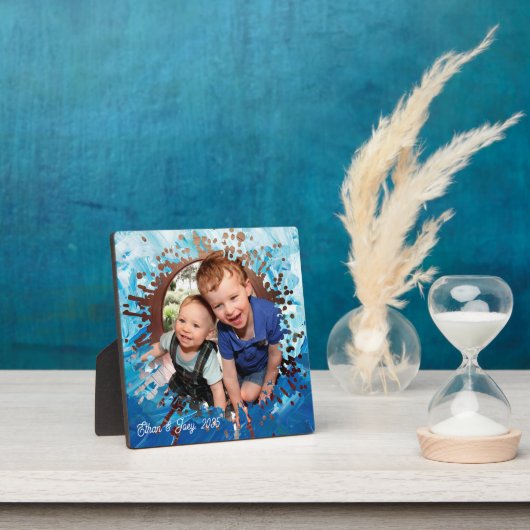 Paint Splatter Blauw Kinder Foto Lijst Fotoplaat (Insitu)
