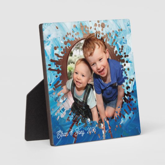 Paint Splatter Blauw Kinder Foto Lijst Fotoplaat (Voorkant)