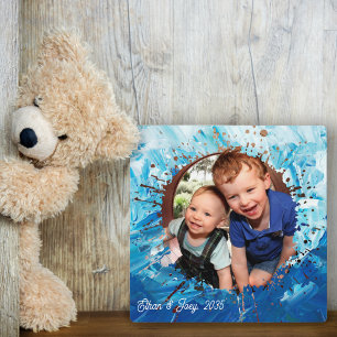 Paint Splatter Blauw Kinder Foto Lijst Fotoplaat
