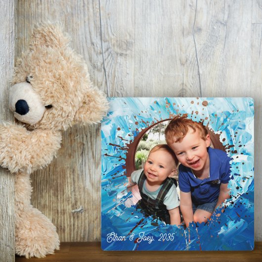 Paint Splatter Blauw Kinder Foto Lijst Fotoplaat