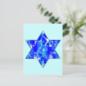 Paint Splatter Blue Jewish Star Briefkaart (Staand voorkant)