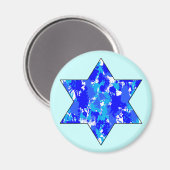 Paint Splatter Blue Jewish Star Magneet (Voorkant / Achterkant)