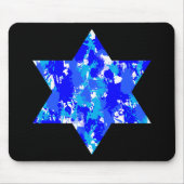 Paint Splatter Blue Jewish Star Muismat (Voorkant)