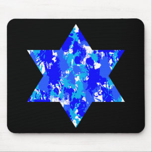 Paint Splatter Blue Jewish Star Muismat