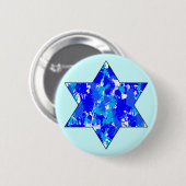 Paint Splatter Blue Jewish Star Ronde Button 5,7 Cm (Voorkant /achterkant)