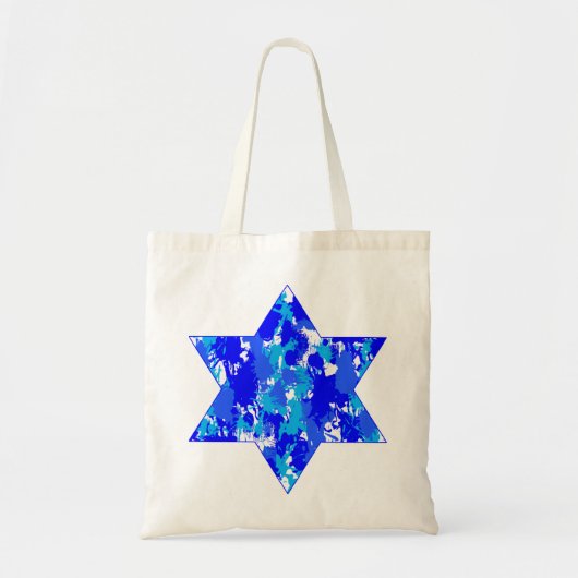 Paint Splatter Blue Jewish Star Tote Bag (Voorkant)