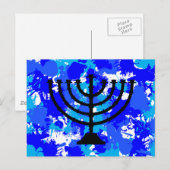 Paint Splatter Blue Menorah Briefkaart (Voorkant / Achterkant)