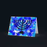 Paint Splatter Blue Menorah Feestdagen Kaart<br><div class="desc">Schilder blauw menorah-wenskaart.</div>