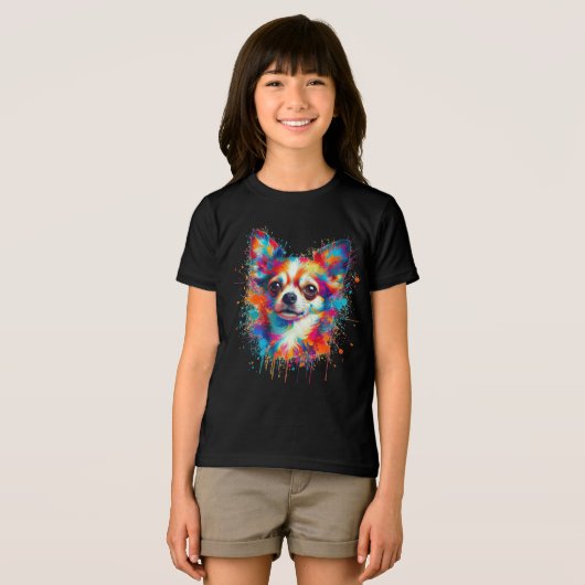 Paint Splatter Chihuahua Tri-Blend Shirt (Voorkant volledig)