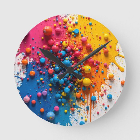 Paint Splatter Clock Ronde Klok (Voorkant)